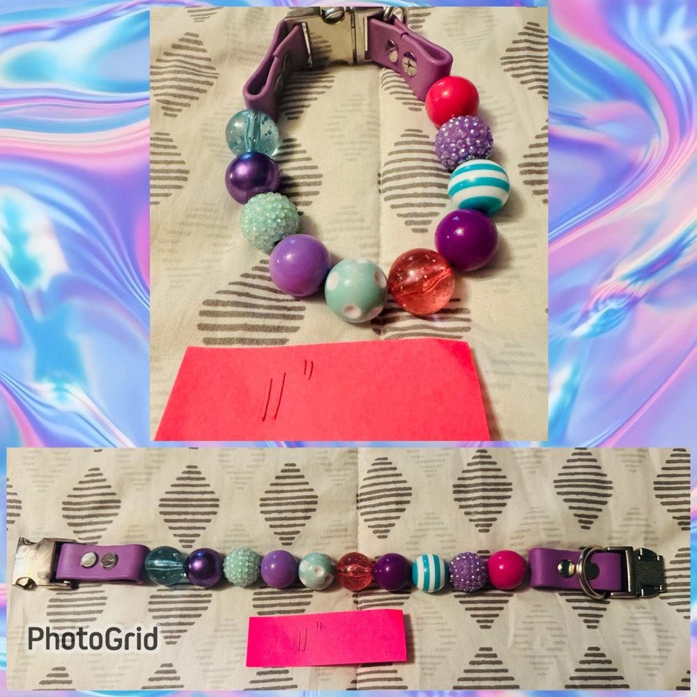 Purple and Pink Beaded Puppy / Small Dog Collar